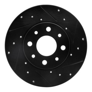Fiat 500E Brake Rotor (1) - Rear Right - R1 Concepts - Drilled & Slotted - Black - `13-`19